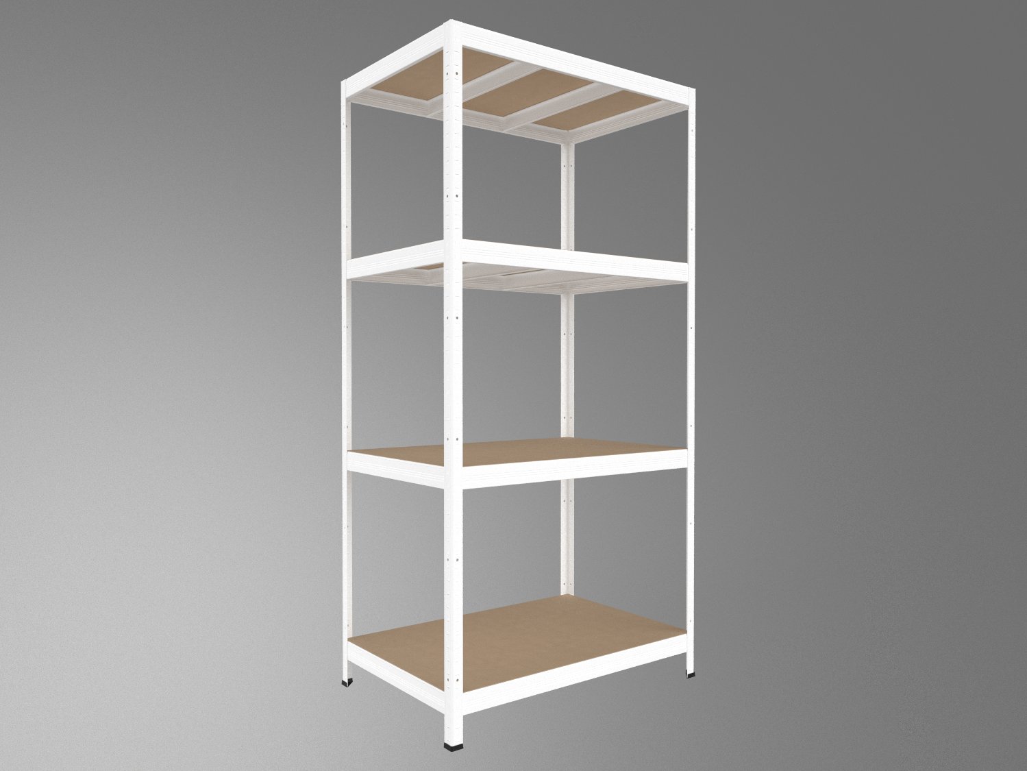 Kovový regál policový Biedrax 45 x 120 x 180 cm, biely - 4 police MDF