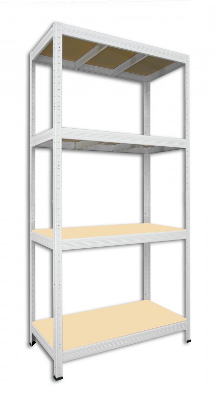 Kovový regál policový Biedrax 45 x 120 x 180 cm, biely - 4 police MDF