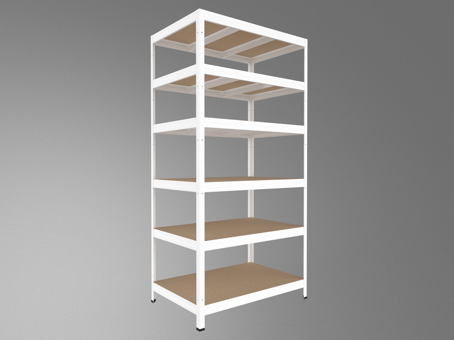 Kovový regál policový Biedrax 35 x 75 x 180 cm, biely - 6 políc MDF, 300 kg