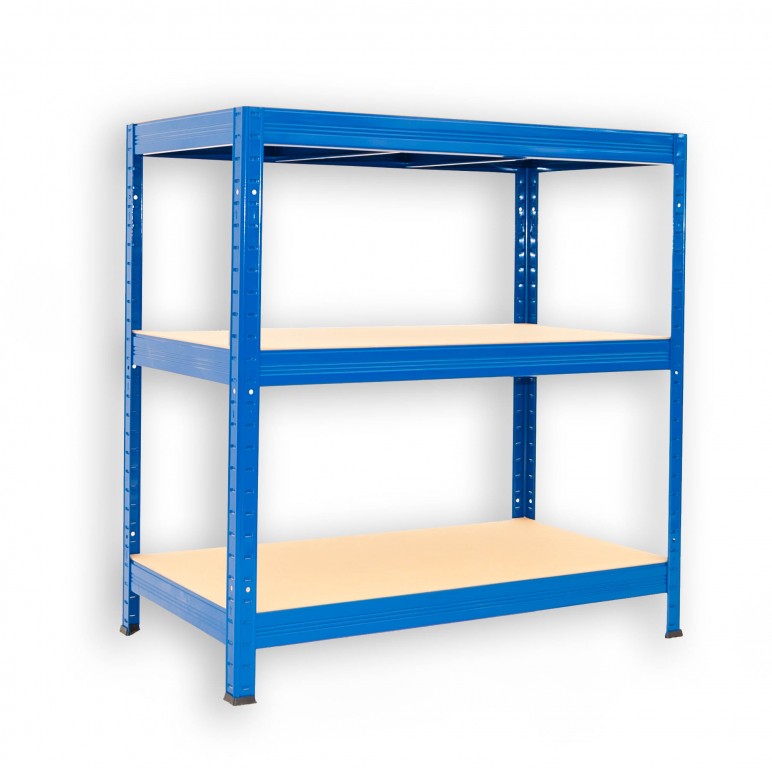 Kovový regál policový Biedrax 35 x 75 x 90 cm, modrý - 3 police MDF, 275kg