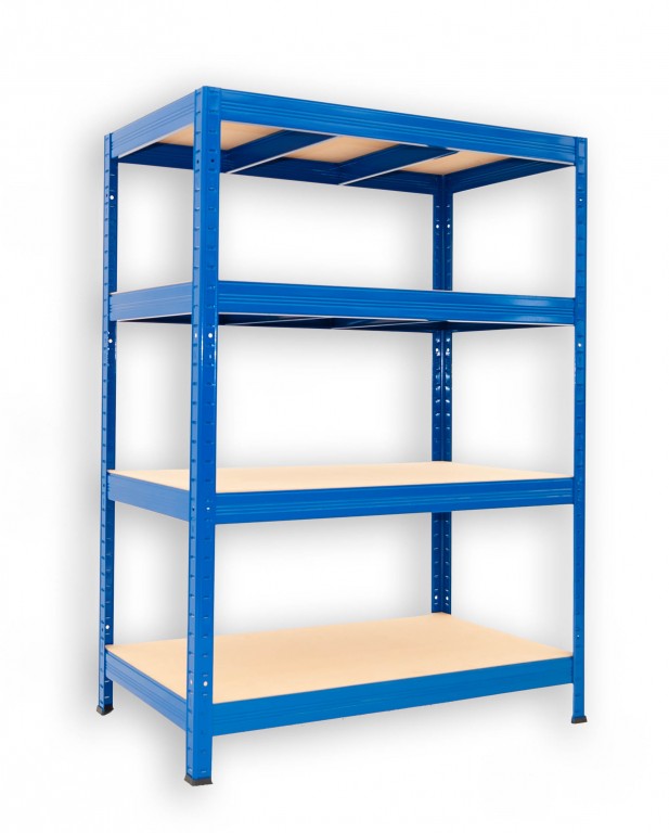 Kovový regál policový Biedrax 35 x 75 x 90 cm, modrý - 4 police MDF, 275kg