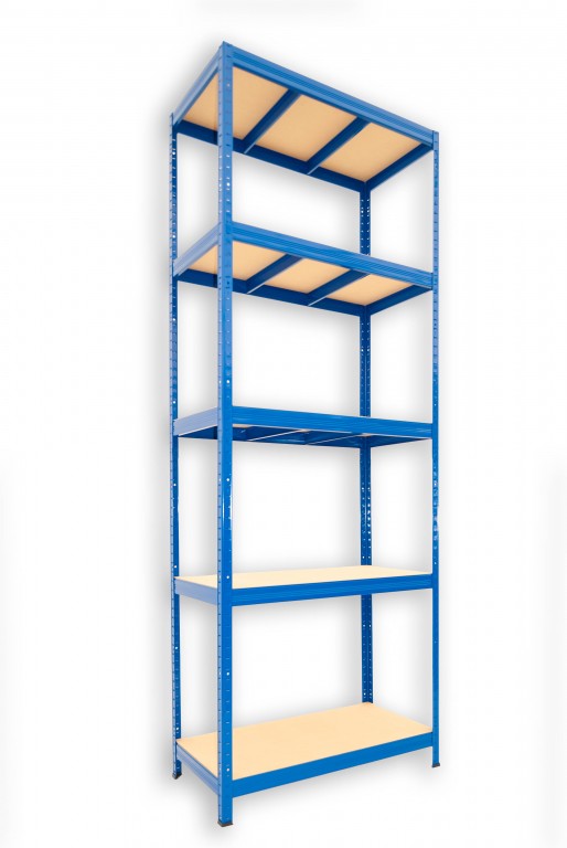 Kovový regál policový Biedrax 35 x 75 x 240 cm, modrý - 5 políc MDF, 275kg