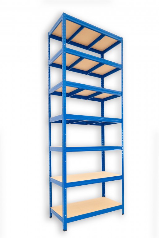 Kovový regál policový Biedrax 35 x 75 x 240 cm, modrý - 7 políc MDF, 275kg
