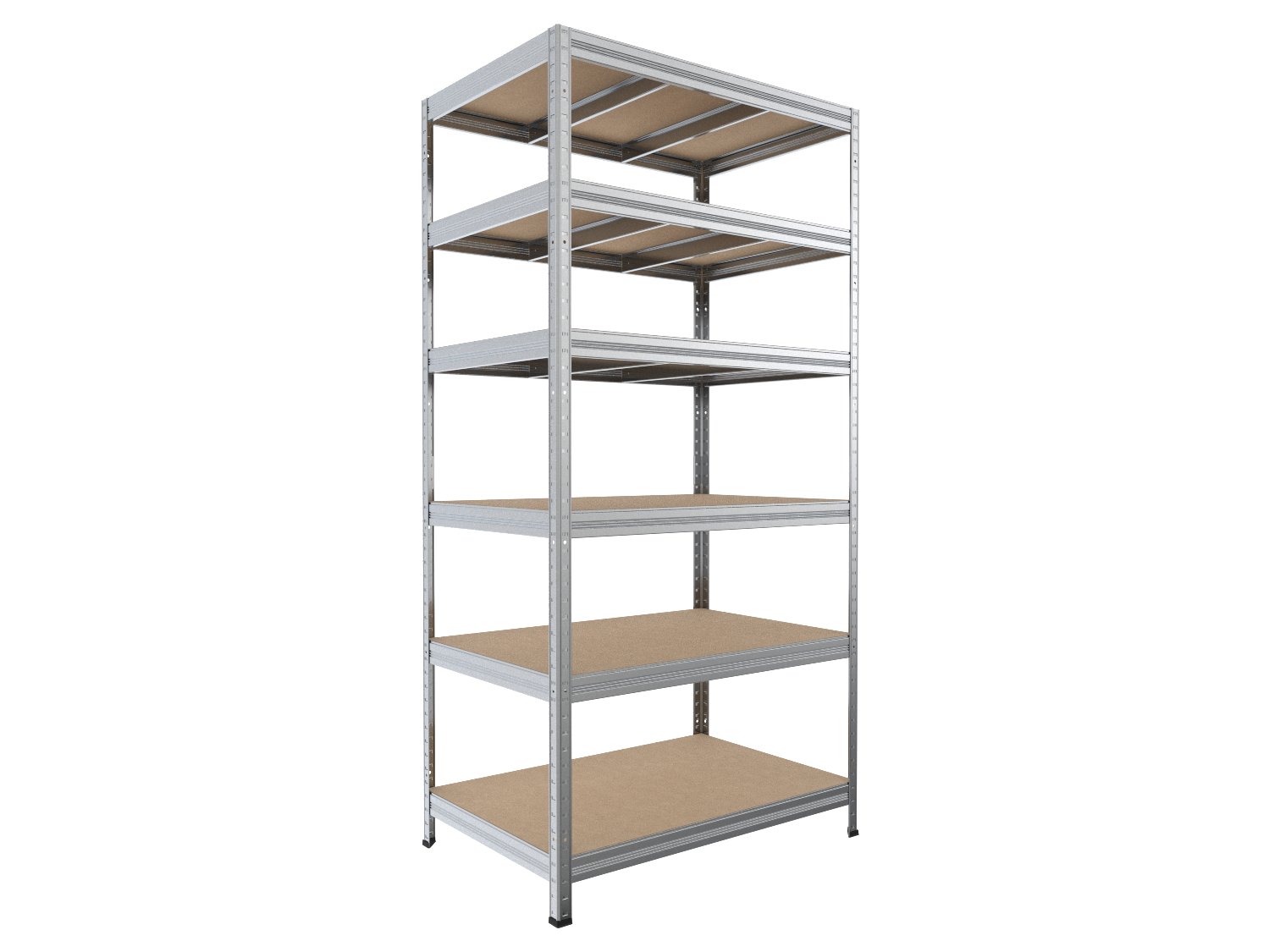 Kovový regál policový Biedrax 60 x 120 x 210 cm, pozinkovaný - 6 políc MDF