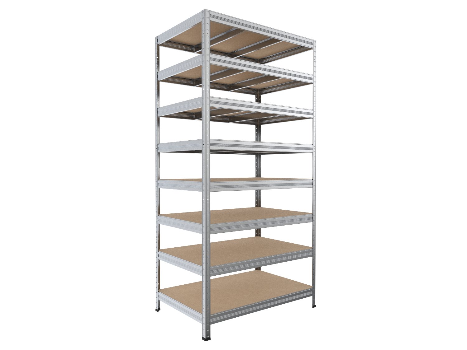 Kovový regál policový Biedrax 60 x 120 x 270 cm, pozinkovaný - 8 políc MDF