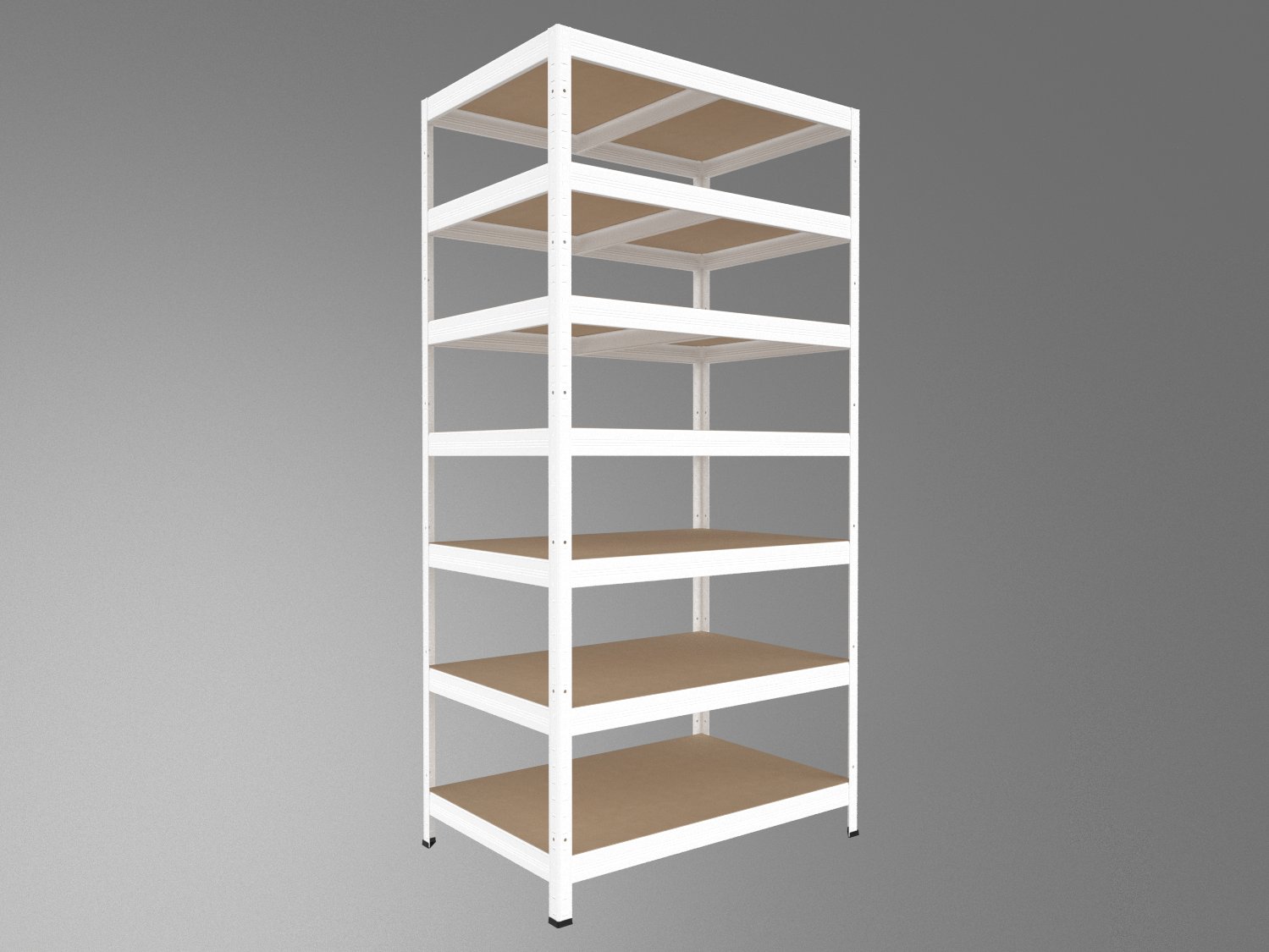 Kovový regál policový Biedrax 50 x 90 x 240 cm, biely - 7 políc MDF