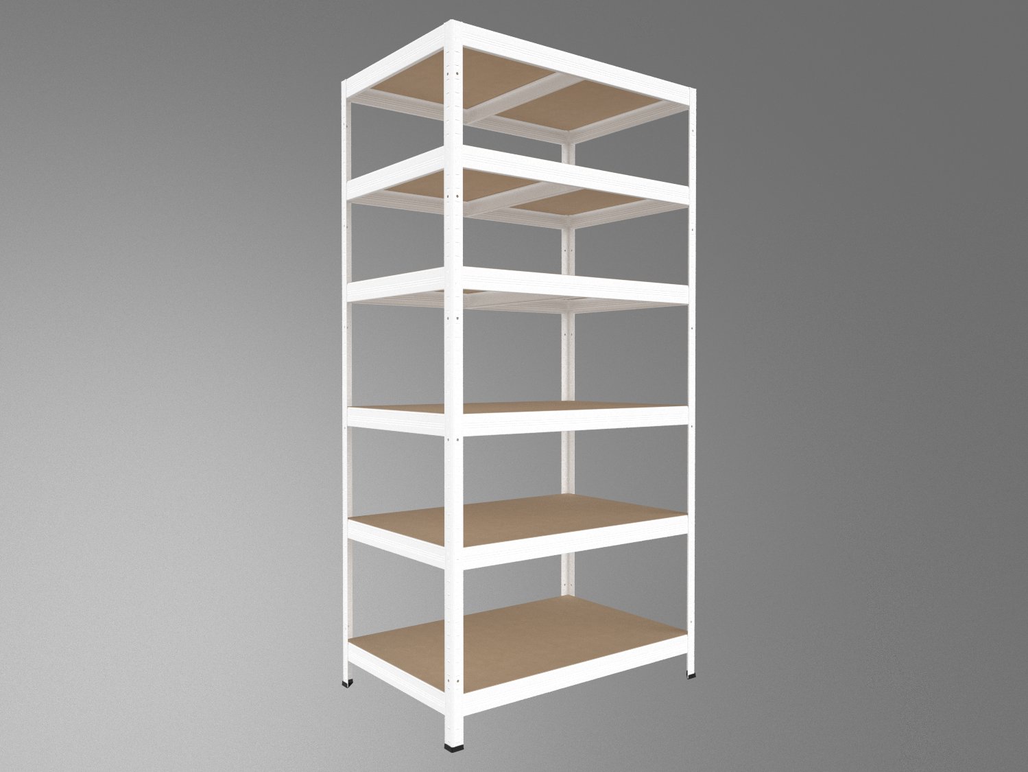 Kovový regál policový Biedrax 35 x 60 x 180 cm, biely - 6 políc MDF