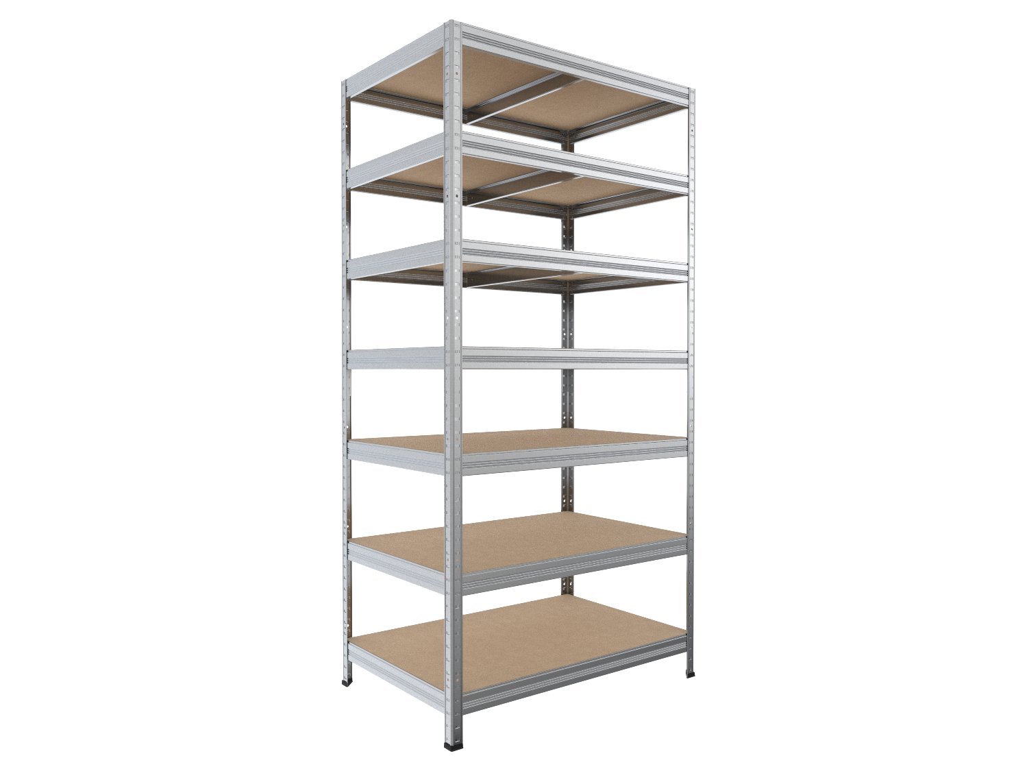 Kovový regál policový Biedrax 50 x 75 x 270 cm, pozinkovaný - 7 políc MDF