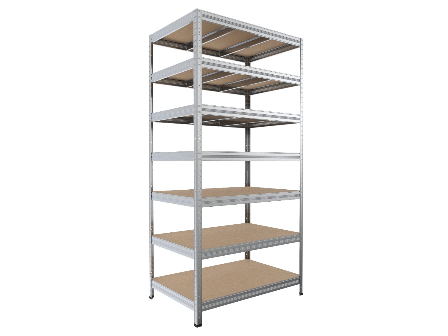 Kovový regál policový Biedrax 50 x 120 x 240 cm, pozinkovaný - 7 políc MDF