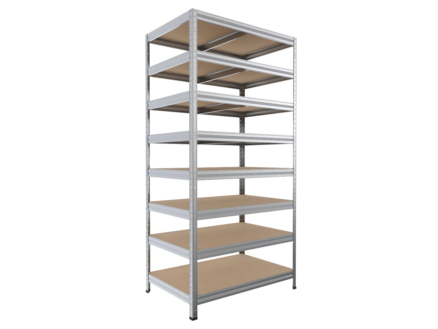 Kovový regál policový Biedrax 60 x 75 x 240 cm, pozinkovaný - 8 políc MDF