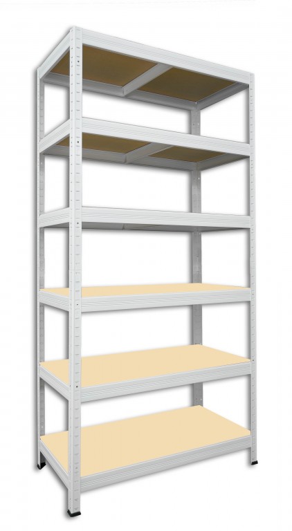 Kovový regál policový Biedrax 45 x 60 x 180 cm, biely - 6 políc MDF