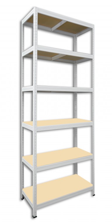 Kovový regál policový Biedrax 45 x 75 x 210 cm, biely - 6 políc MDF