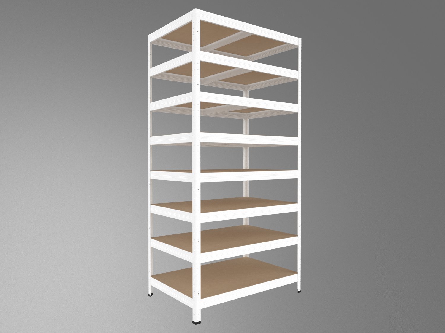 Kovový regál policový Biedrax 45 x 75 x 210 cm, biely - 8 políc MDF