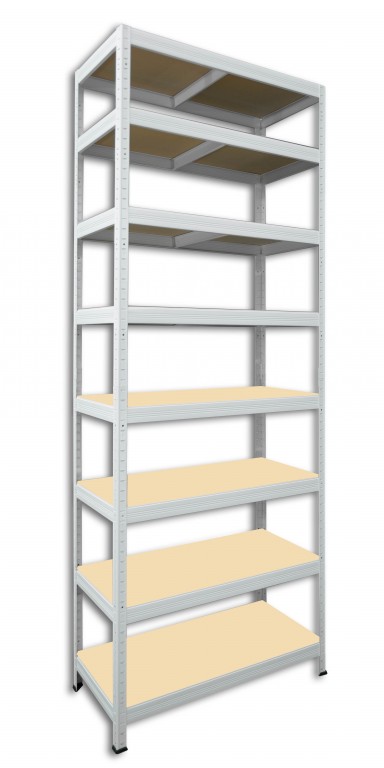 Kovový regál policový Biedrax 50 x 75 x 240 cm, biely - 8 políc MDF