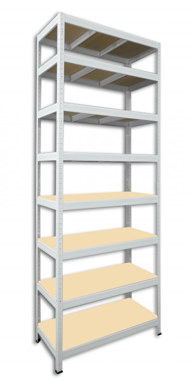 Kovový regál policový Biedrax 50 x 120 x 240 cm, biely - 8 políc MDF