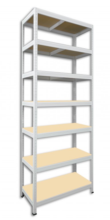 Kovový regál policový Biedrax 60 x 75 x 270 cm, biely - 7 políc MDF