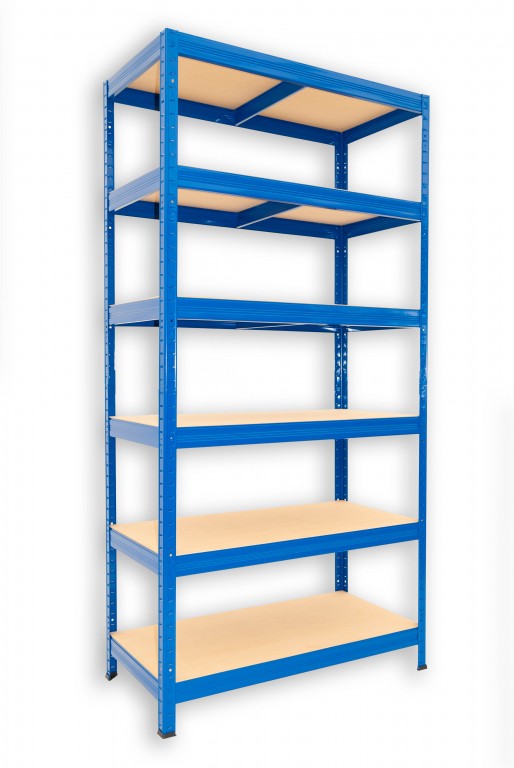 Kovový regál policový Biedrax 45 x 60 x 180 cm, modrý - 6 políc MDF