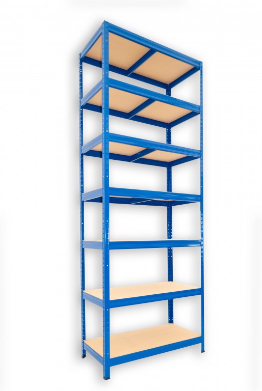 Kovový regál policový Biedrax 50 x 75 x 270 cm, modrý - 7 políc MDF