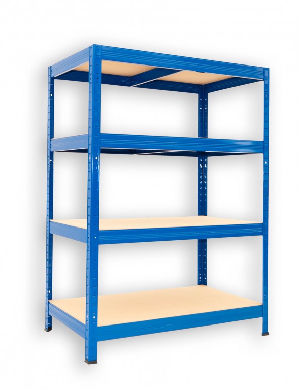 Kovový regál policový Biedrax 60 x 60 x 90 cm, modrý - 4 police MDF