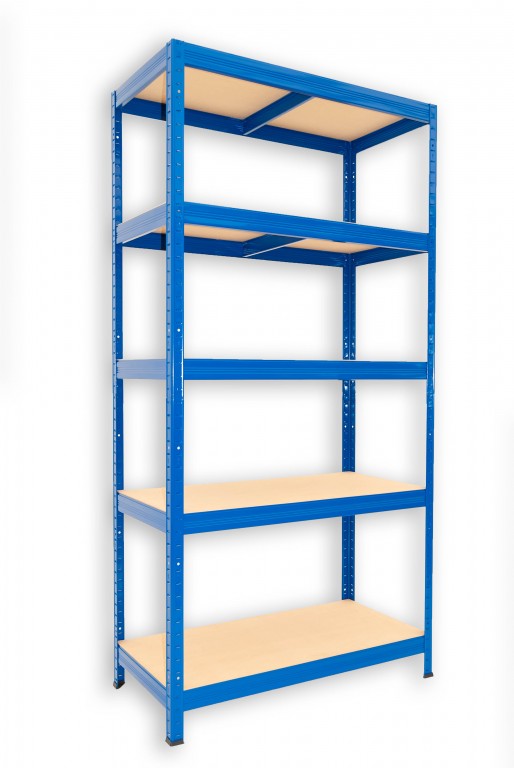 Kovový regál policový Biedrax 60 x 60 x 180 cm, modrý - 5 políc MDF