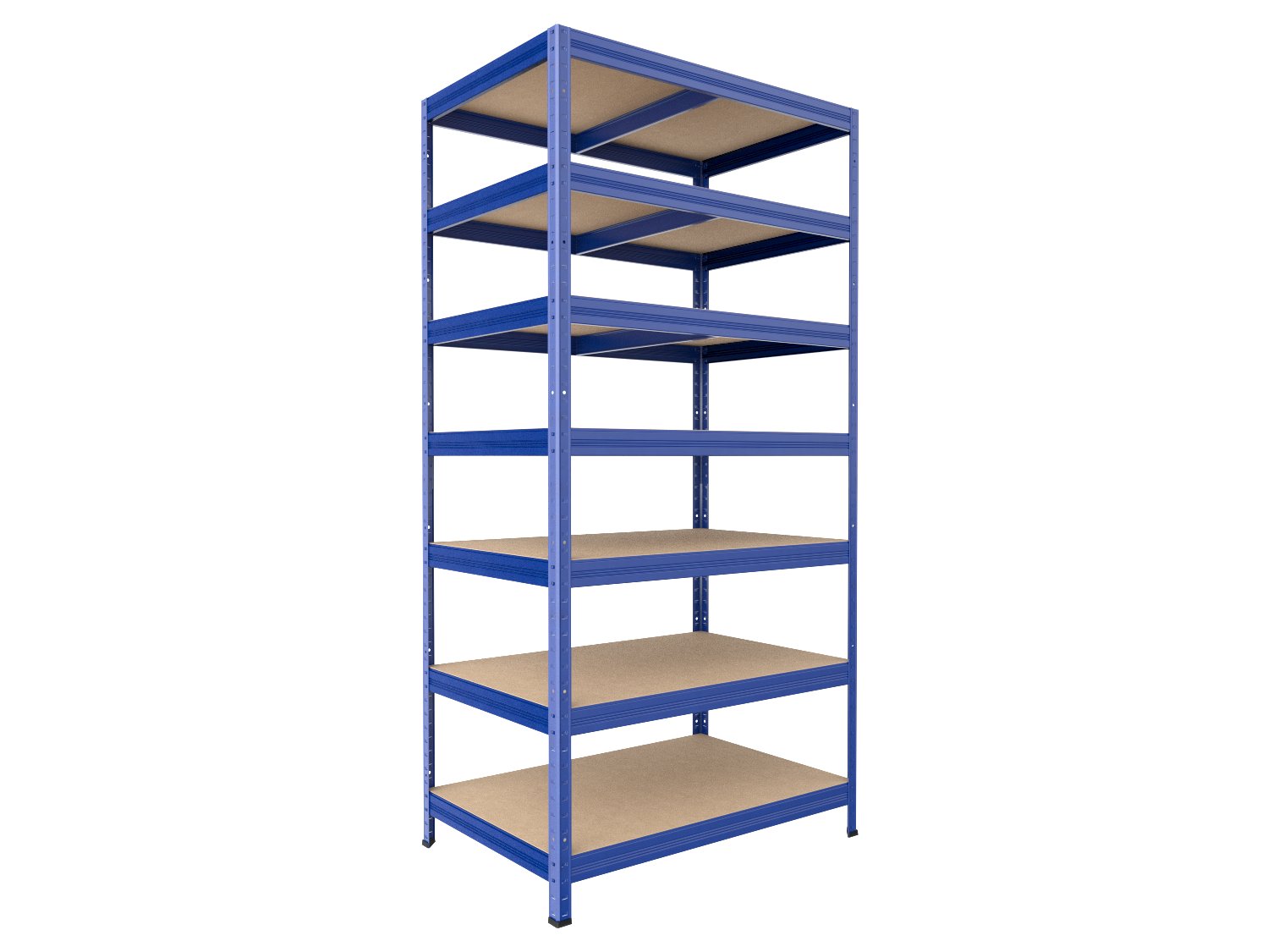 Kovový regál policový Biedrax 60 x 75 x 270 cm, modrý - 7 políc MDF