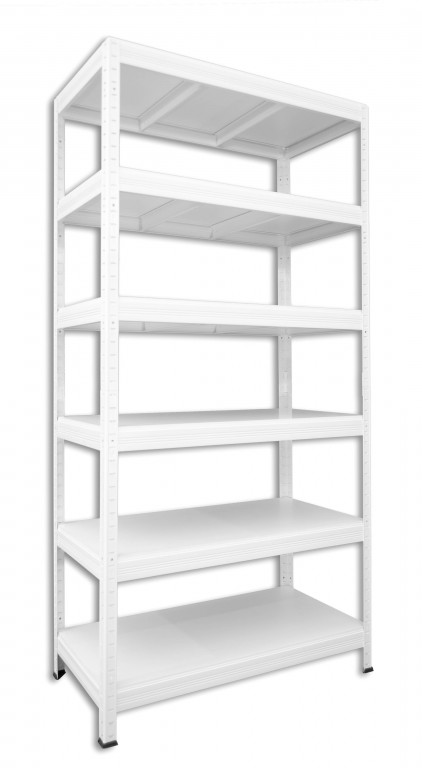 Kovový regál policový Biedrax 60 x 90 x 180 cm, biely - 6 políc biele lamino 12mm, 275 kg