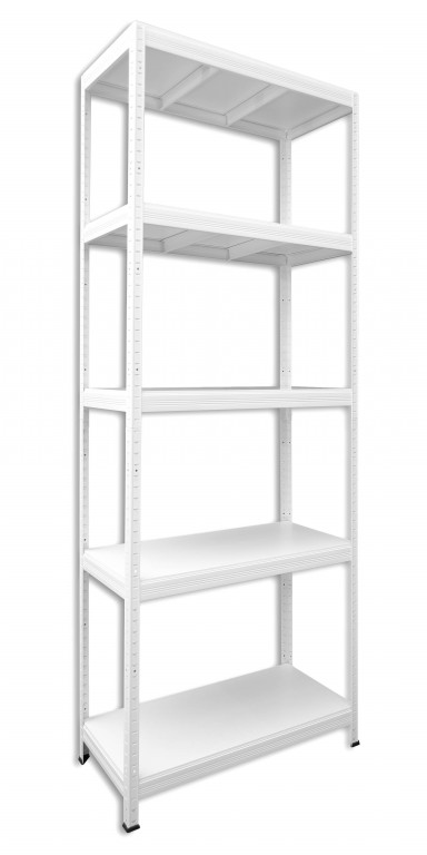 Kovový regál policový Biedrax 60 x 90 x 210 cm, biely - 5 políc biele lamino 12mm, 275 kg