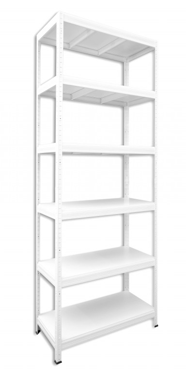 Kovový regál policový Biedrax 60 x 90 x 240 cm, biely - 6 políc biele lamino 12mm, 275 kg