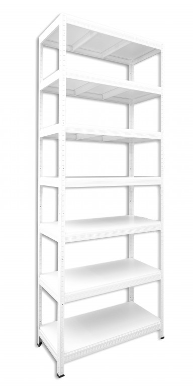 Kovový regál policový Biedrax 60 x 90 x 240 cm, biely - 7 políc biele lamino 12mm, 275 kg