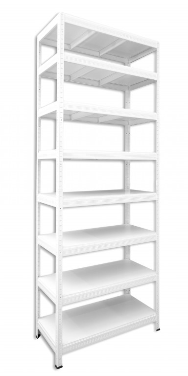 Kovový regál policový Biedrax 60 x 90 x 270 cm, biely - 8 políc biele lamino 12mm, 275 kg