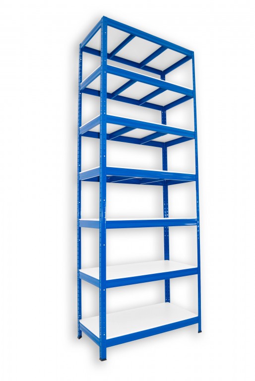 Kovový regál policový Biedrax 60 x 120 x 240 cm, modrý - 7 políc biele lamino 12mm