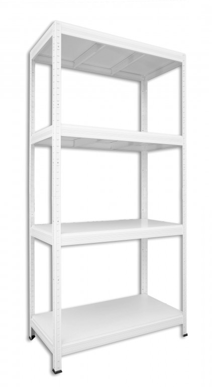 Kovový regál policový Biedrax 50 x 90 x 180 cm, biely - 4 police biele lamino 12mm, 275 kg