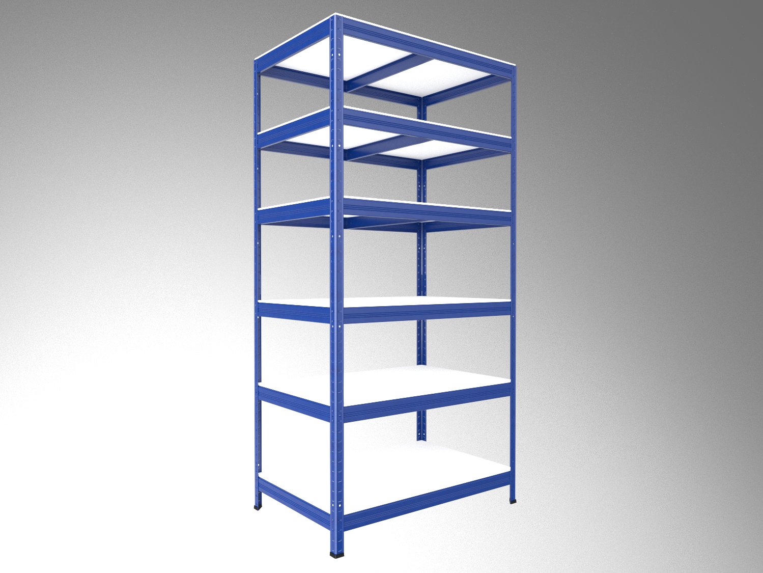 Kovový regál policový Biedrax 35 x 75 x 210 cm, modrý - 6 políc biele lamino 12mm