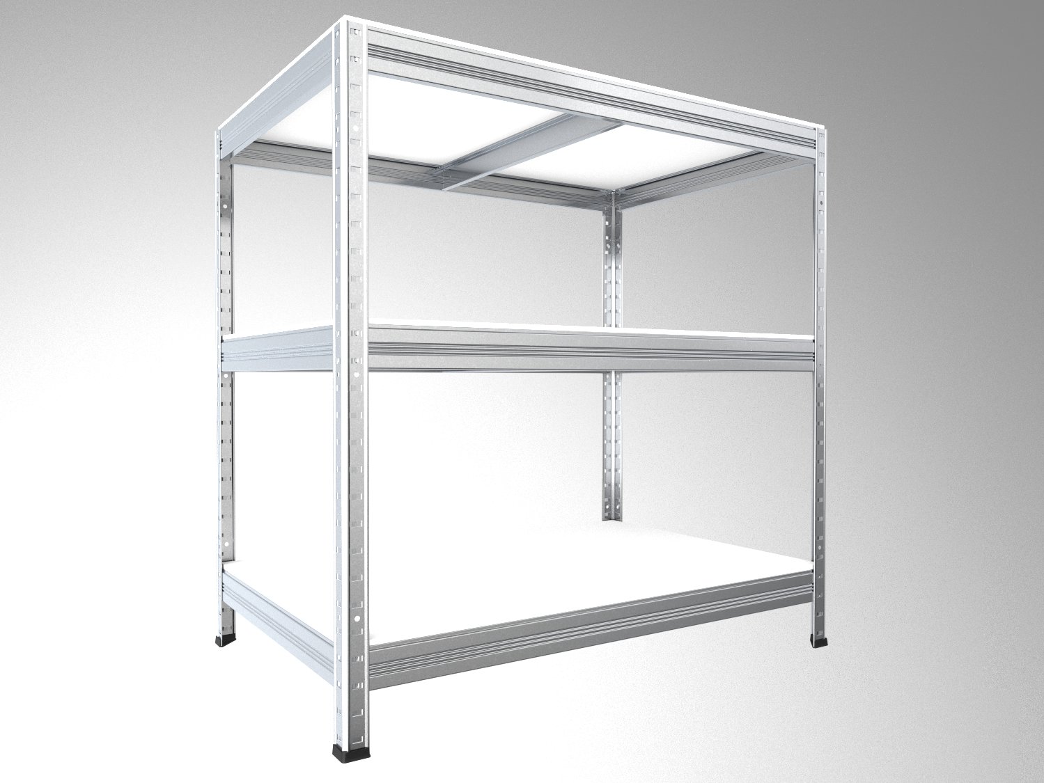 Kovový regál policový Biedrax 35 x 90 x 120 cm, pozinkovaný - 3 police biele lamino 12mm