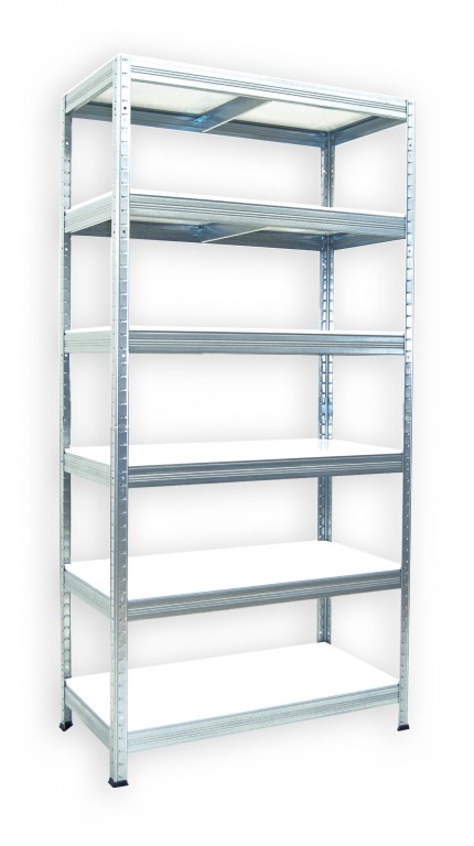 Kovový regál policový Biedrax 60 x 90 x 180 cm, pozinkovaný - 6 políc biele lamino 12mm