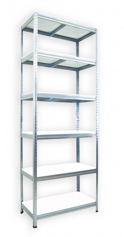 Kovový regál policový Biedrax 60 x 90 x 210 cm, pozinkovaný - 6 políc biele lamino 12mm