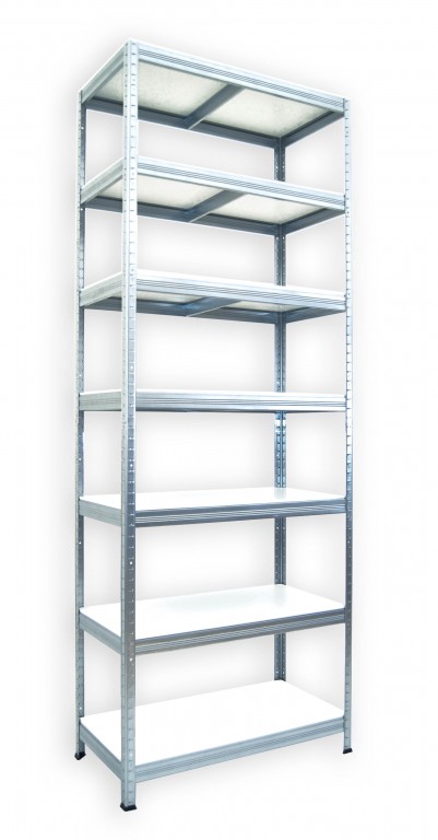 Kovový regál policový Biedrax 60 x 90 x 210 cm, pozinkovaný - 7 políc biele lamino 12mm