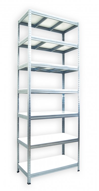 Kovový regál policový Biedrax 45 x 120 x 210 cm, pozinkovaný - 7 políc biele lamino 12mm