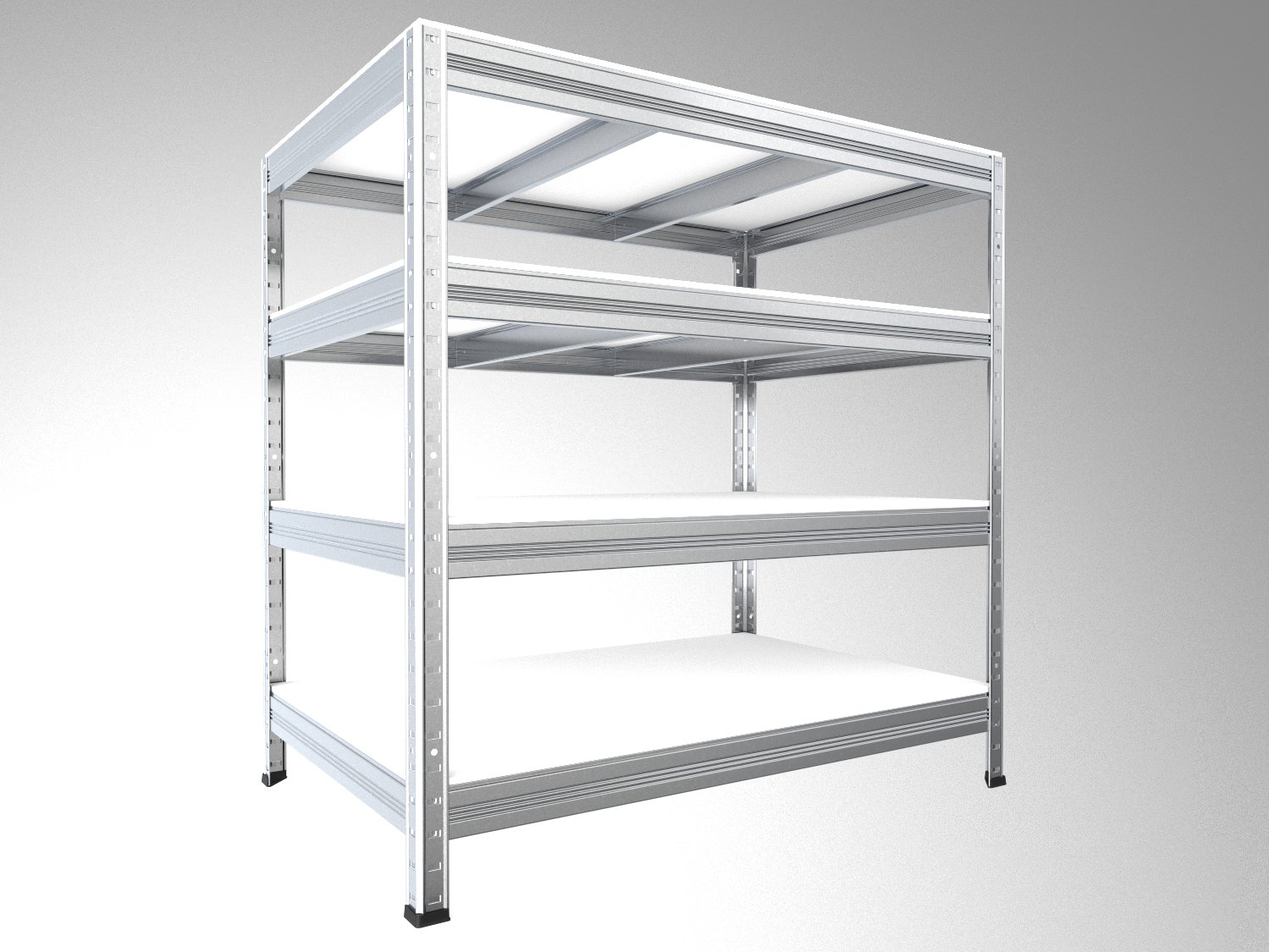 Kovový regál policový Biedrax 35 x 120 x 90 cm, pozinkovaný - 4 police biele lamino 12mm