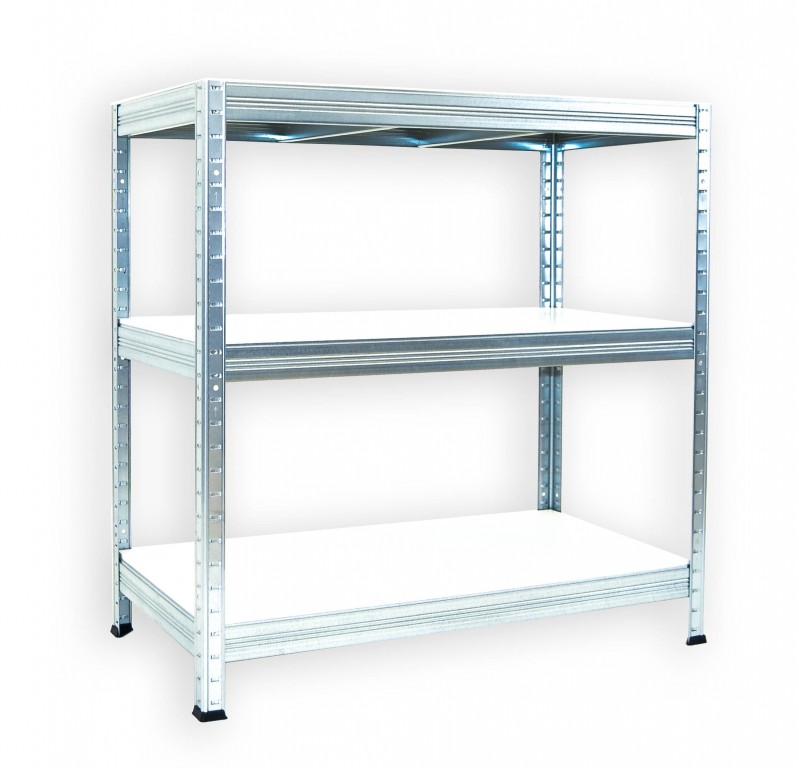 Kovový regál policový Biedrax 35 x 120 x 120 cm, pozinkovaný - 3 police biele lamino 12mm