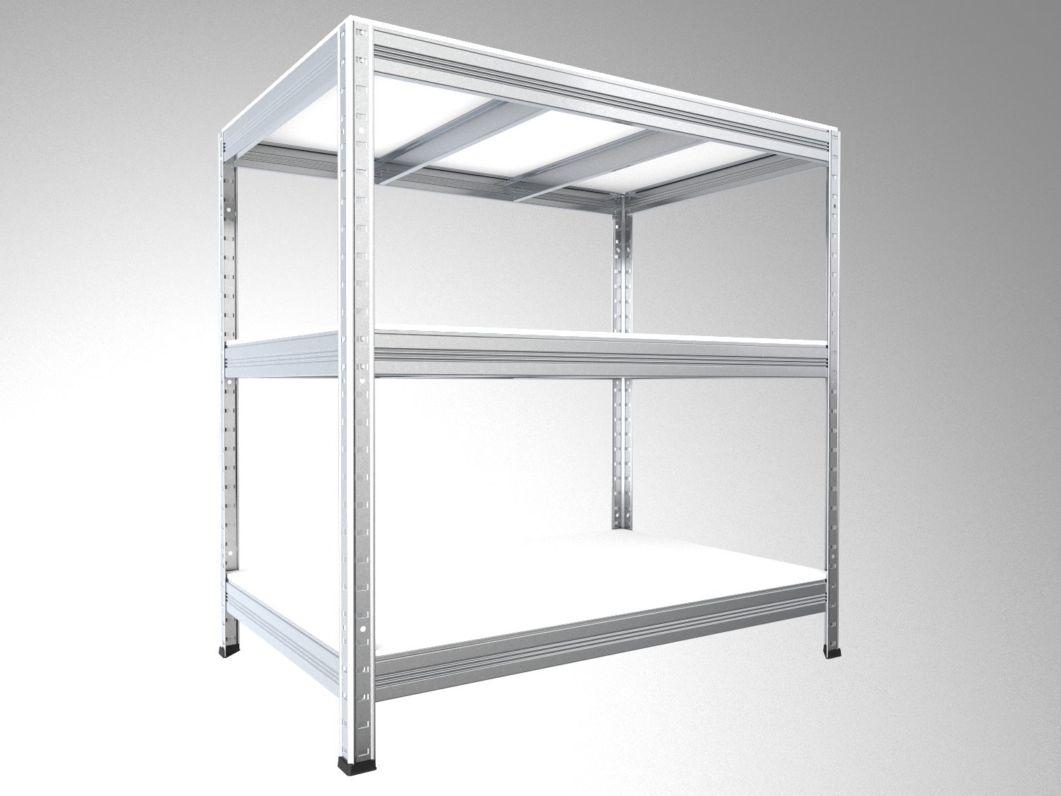 Kovový regál policový Biedrax 50 x 120 x 90 cm, pozinkovaný - 3 police biele lamino 12mm