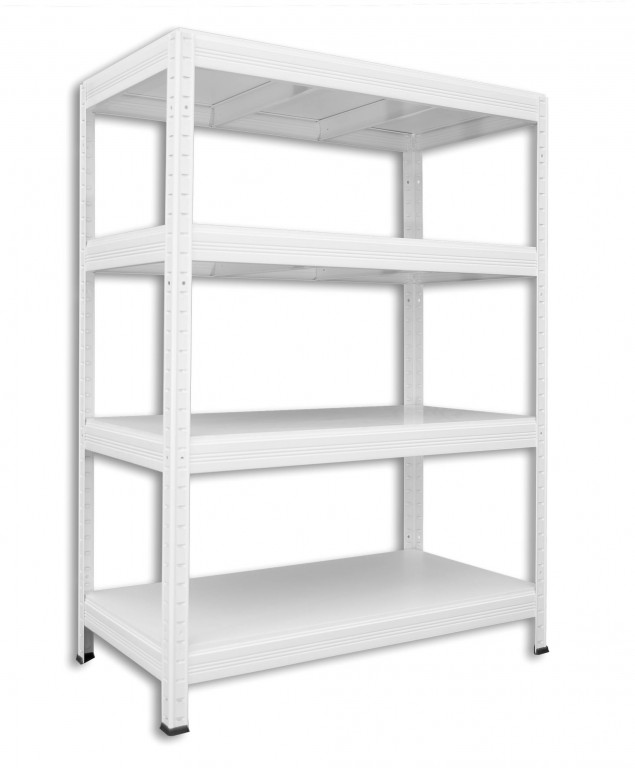 Kovový regál policový Biedrax 35 x 120 x 120 cm, biely - 4 police biele lamino 12mm
