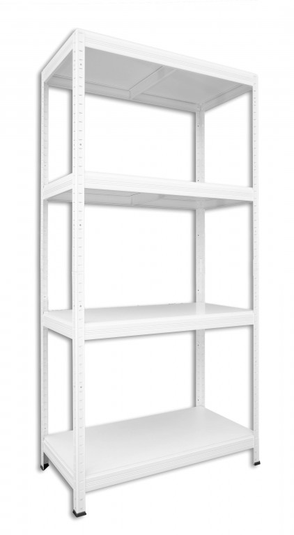 Kovový regál policový Biedrax 50 x 60 x 180 cm, biely - 4 police biele lamino 12mm