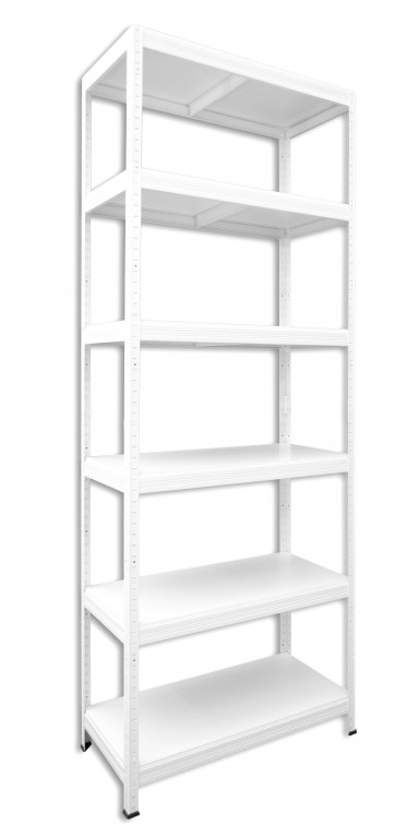 Kovový regál policový Biedrax 50 x 75 x 270 cm, biely - 6 políc biele lamino 12mm