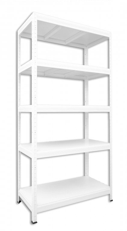 Kovový regál policový Biedrax 50 x 120 x 180 cm, biely - 5 políc biele lamino 12mm