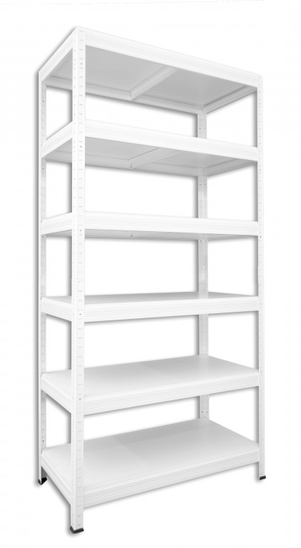 Kovový regál policový Biedrax 60 x 75 x 180 cm, biely - 6 políc biele lamino 12mm