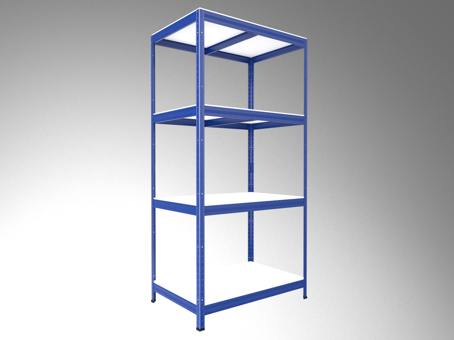 Kovový regál policový Biedrax 50 x 60 x 180 cm, modrý - 4 police biele lamino 12mm