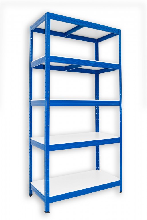 Kovový regál policový Biedrax 50 x 75 x 180 cm, modrý - 5 políc biele lamino 12mm