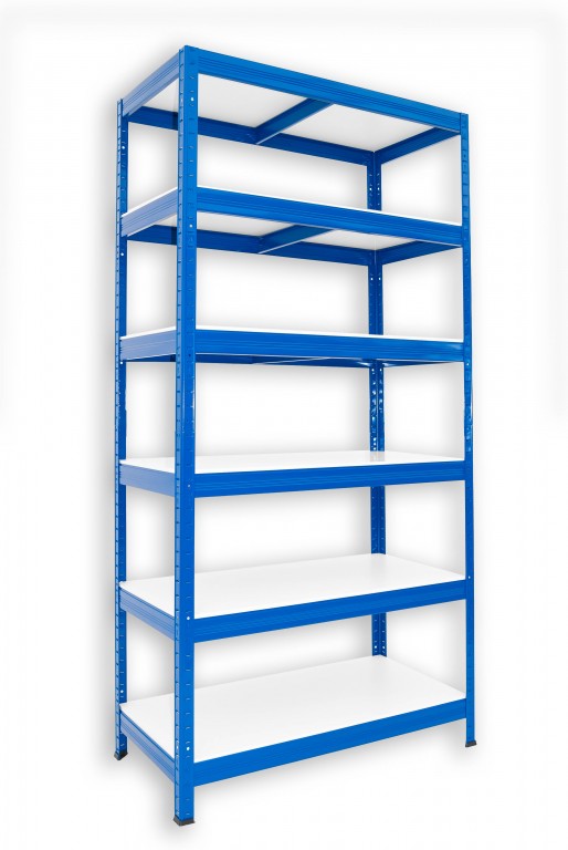 Kovový regál policový Biedrax 50 x 75 x 180 cm, modrý - 6 políc biele lamino 12mm