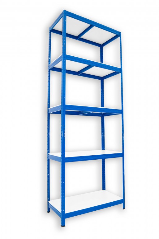 Kovový regál policový Biedrax 50 x 75 x 210 cm, modrý - 5 políc biele lamino 12mm